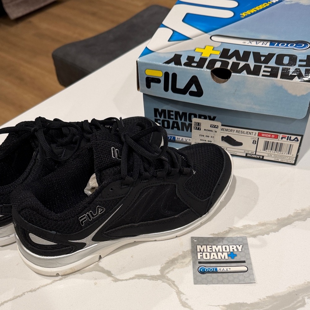 Fila women’s Black and Silver Athletic Memory Foam Sneakers